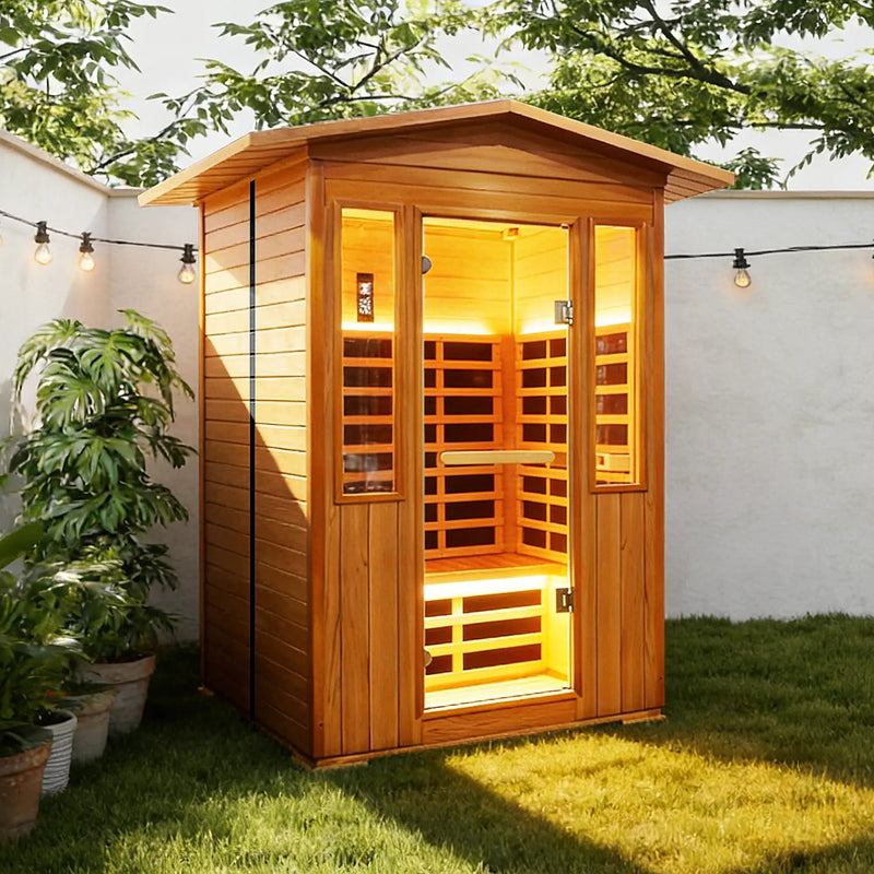 Outdoor Double Red Cedar Far Infrared Sauna Room by HouseOfZazla
