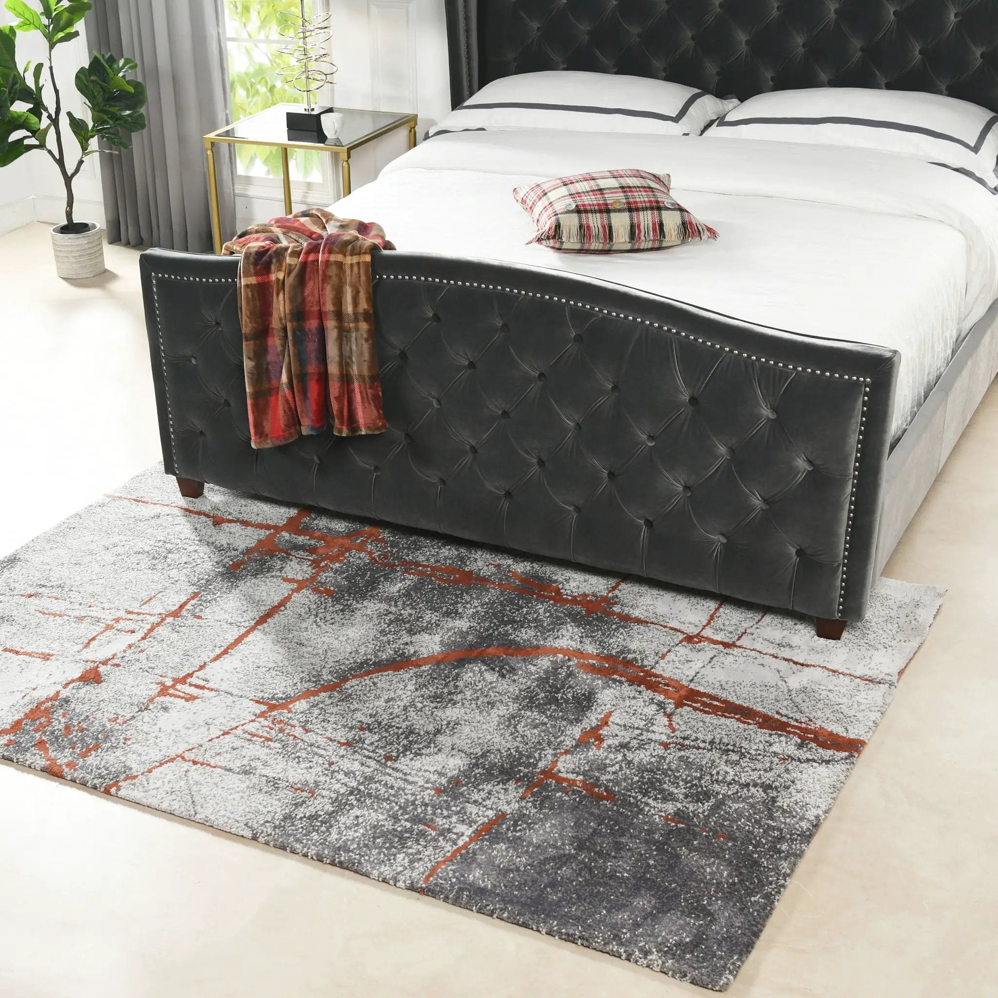 Quarry - 5' X 6.5' Abstract Area Rug - Gray / Orange by Unique Piece Furniture