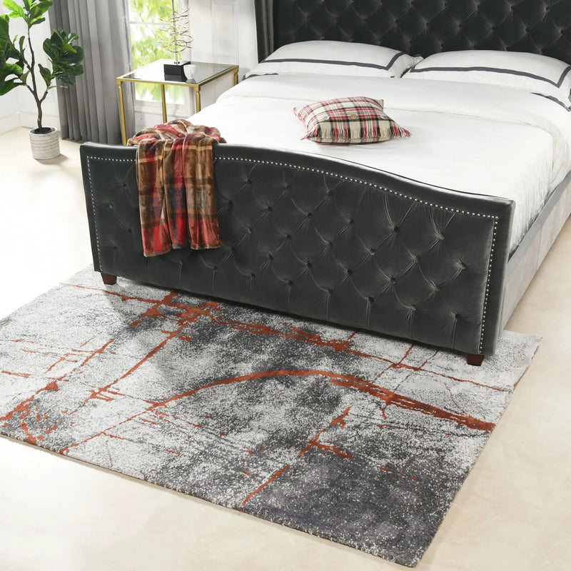 Quarry - 5' X 6.5' Abstract Area Rug - Gray / Orange by Unique Piece Furniture