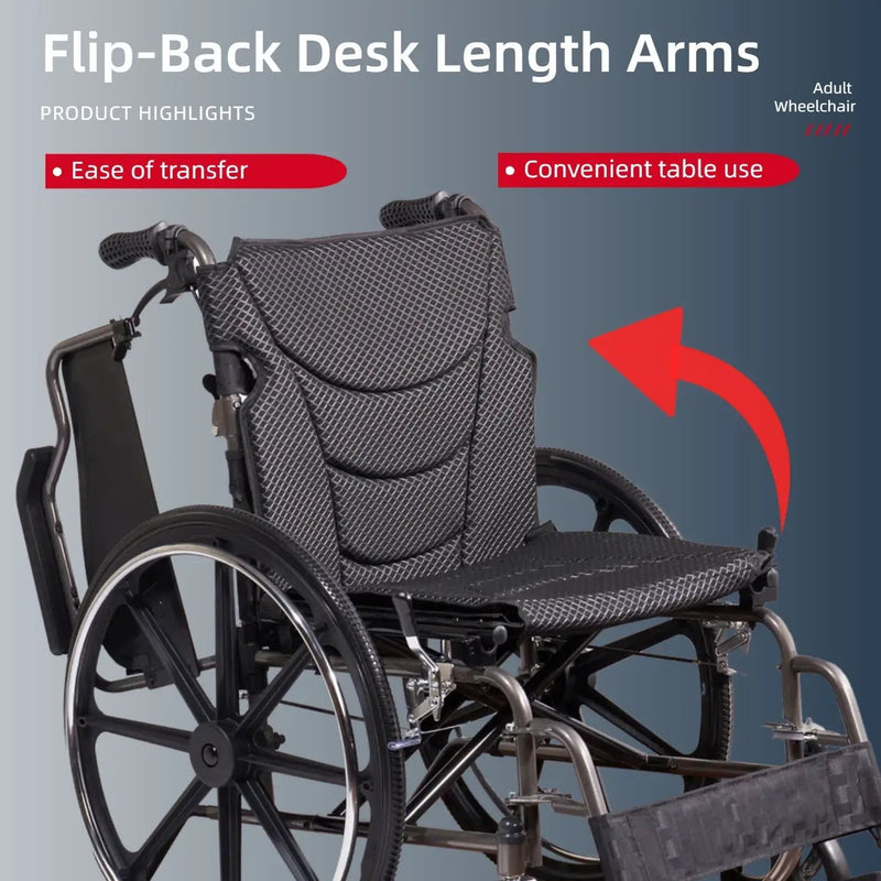 Lightweight Foldable Manual Wheelchair for Adults with Double Brakes by HouseOfZazla