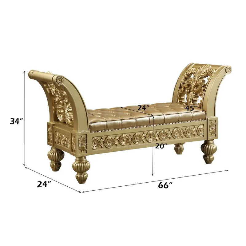 Seville - Bench - Gold Synthetic Leather & Gold by Unique Piece Furniture