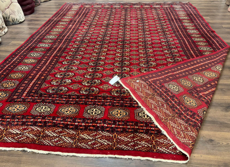 Bokhara Rug 9x12, Red Turkoman Rug, Pakistani Rug, Tribal Carpet, Wool Rug, Red Rug by Jewel Rugs