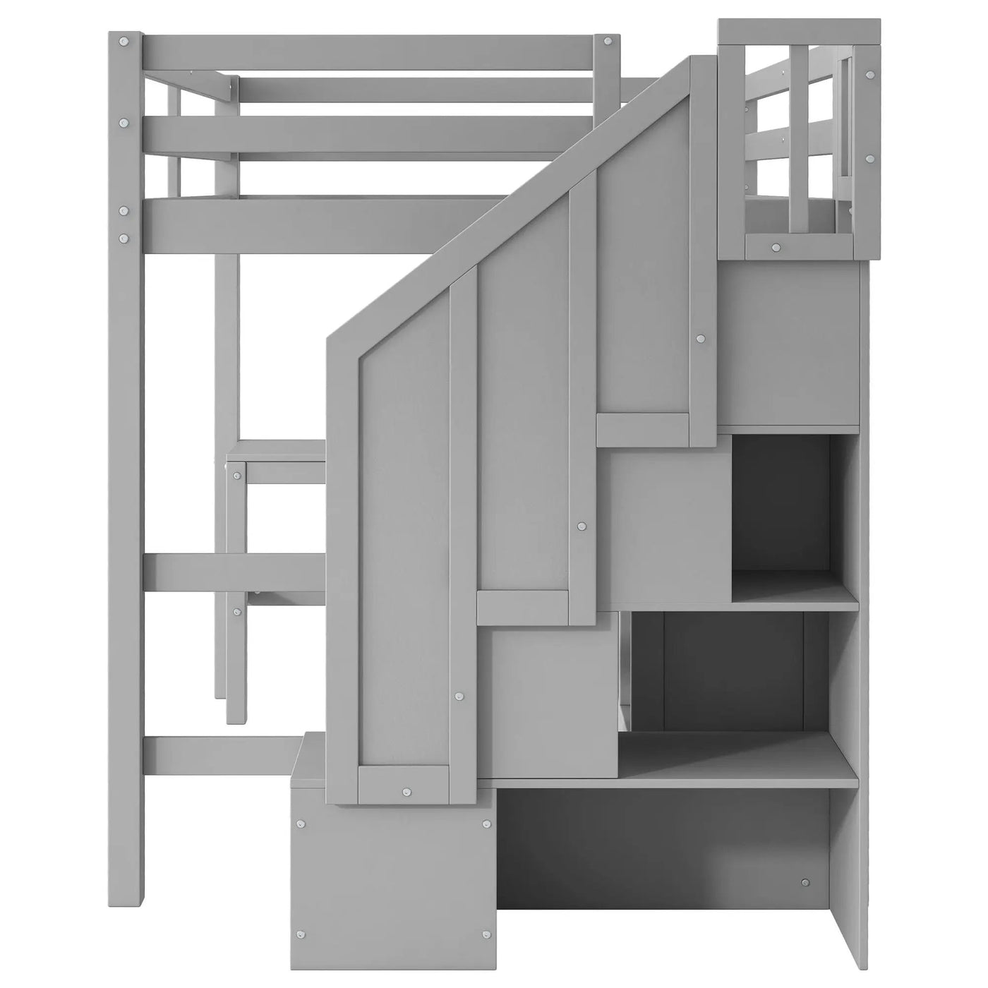 Loft Bed & L Shaped Desk, Drawers, Cabinet, And Storage Staircase by HouseOfZazla