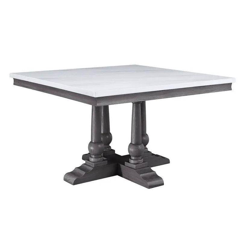 Yabeina - Square Dining Table - Marble Top Top & Gray Oak by Unique Piece Furniture