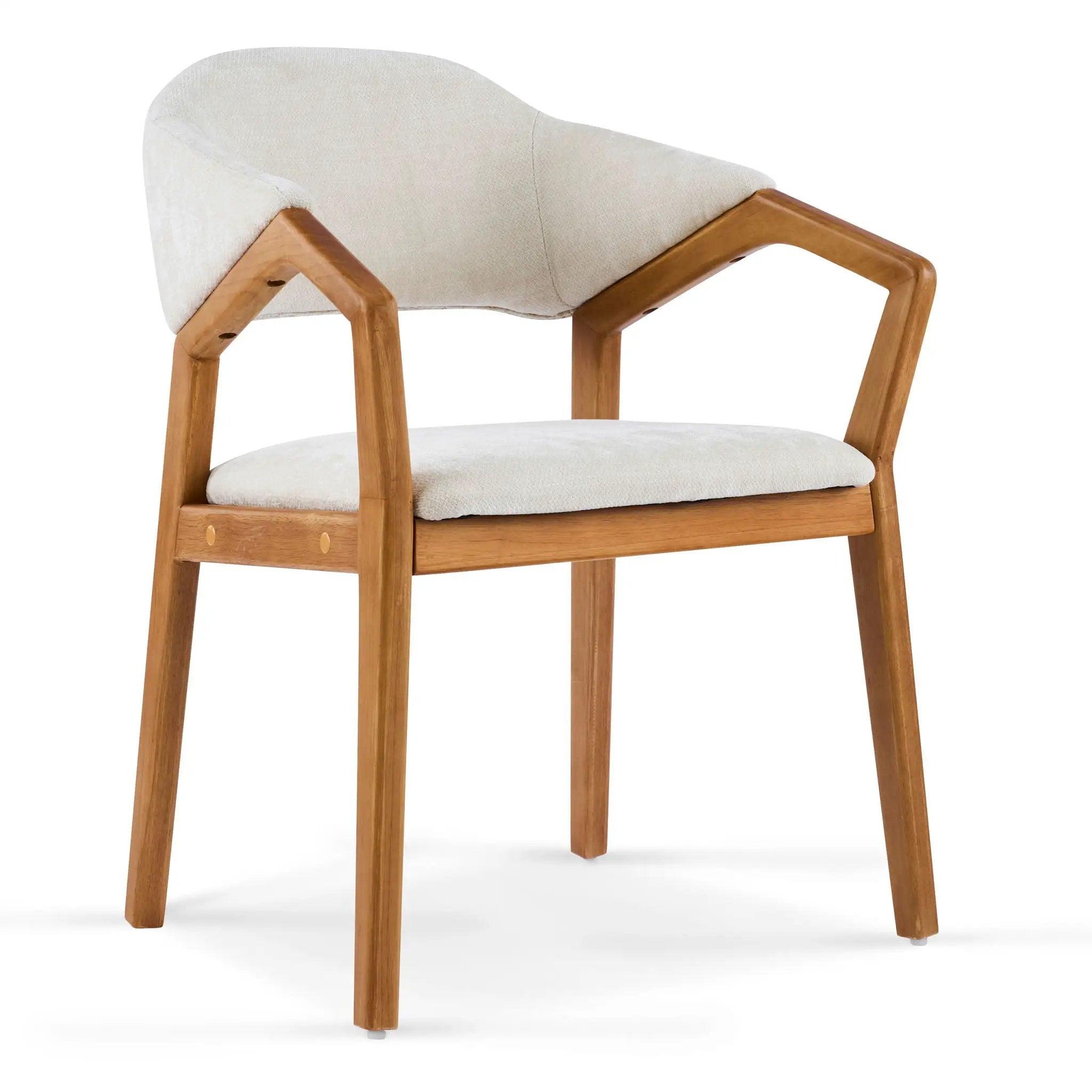 Indoor Upholstered Dining Armchair (Set of 2) - Beige / Teak by HouseOfZazla