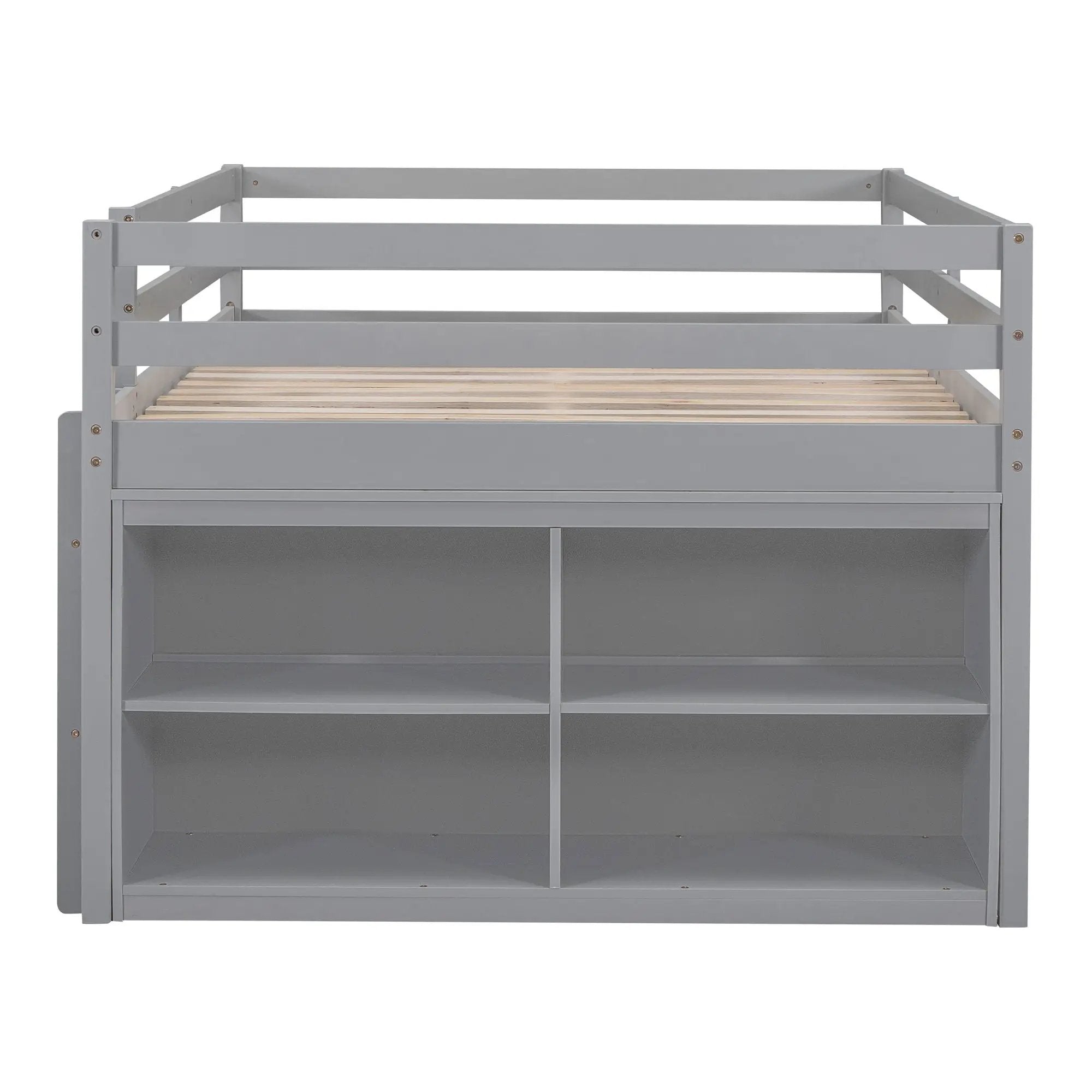 Loft Bed With Retractable Writing Desk And 4 Drawers, With Lateral Portable Desk And Shelves by HouseOfZazla