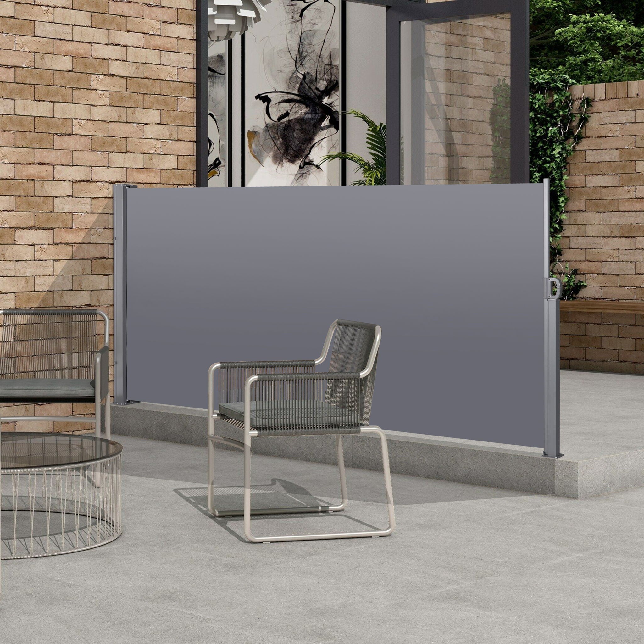 Retractable Side Screen Awning, Uv Resistant, Waterproof, Patio Privacy Screen For Garden, Balcony, Courtyard by Unique Piece Furniture