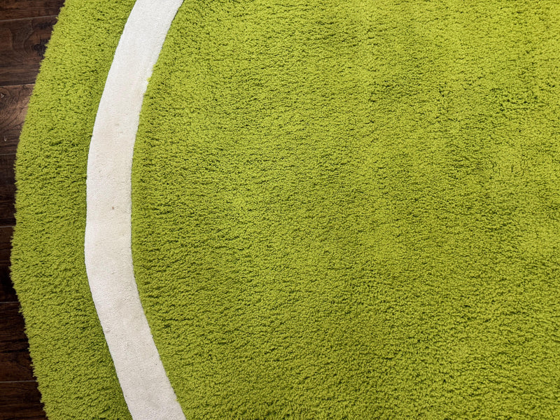 Large Round Rug 9x9, Vintage Retro Design, Lime Green by Jewel Rugs