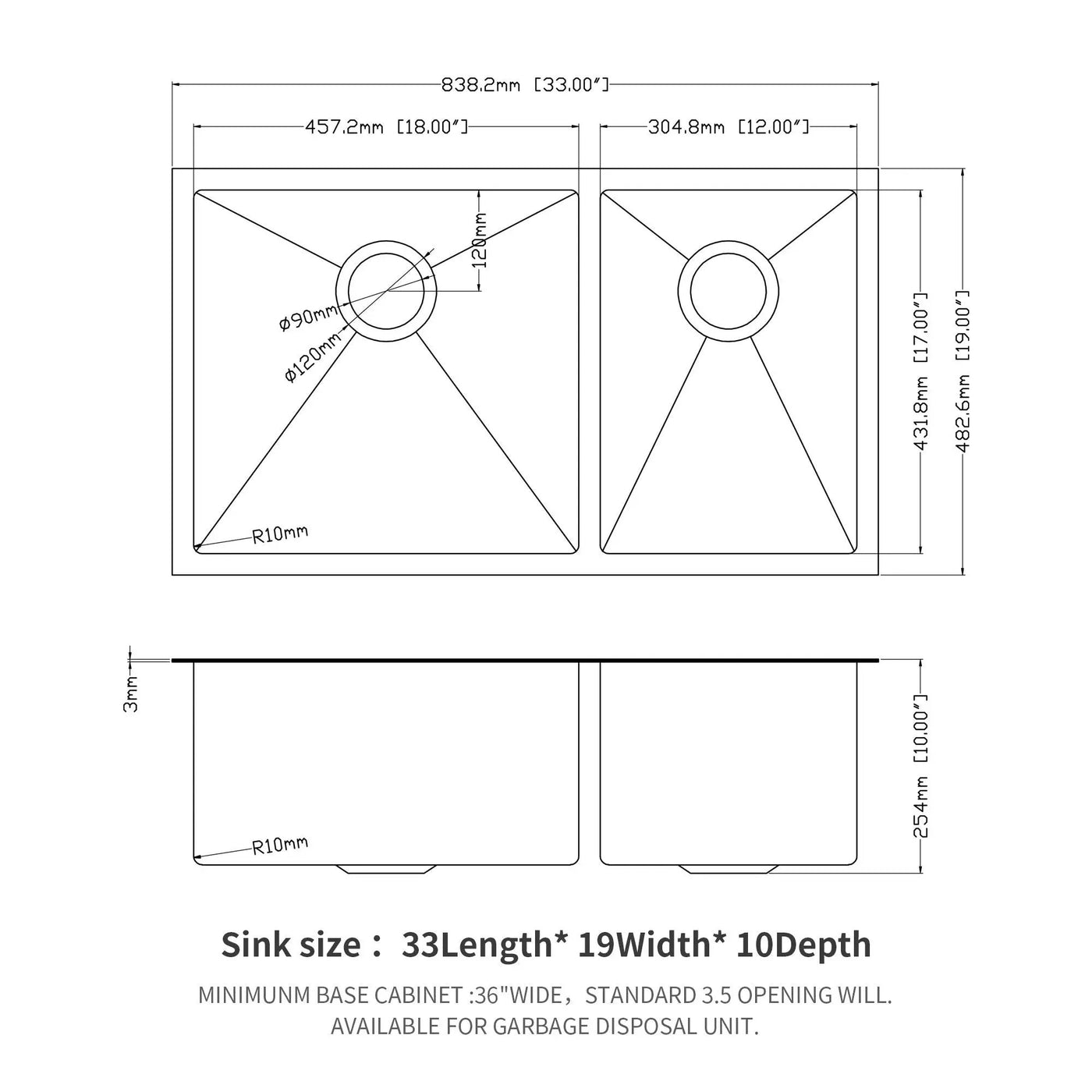 Modern Double Bowl Undermount Kitchen Sink 50 / 50 Design Stainless Steel by HouseOfZazla