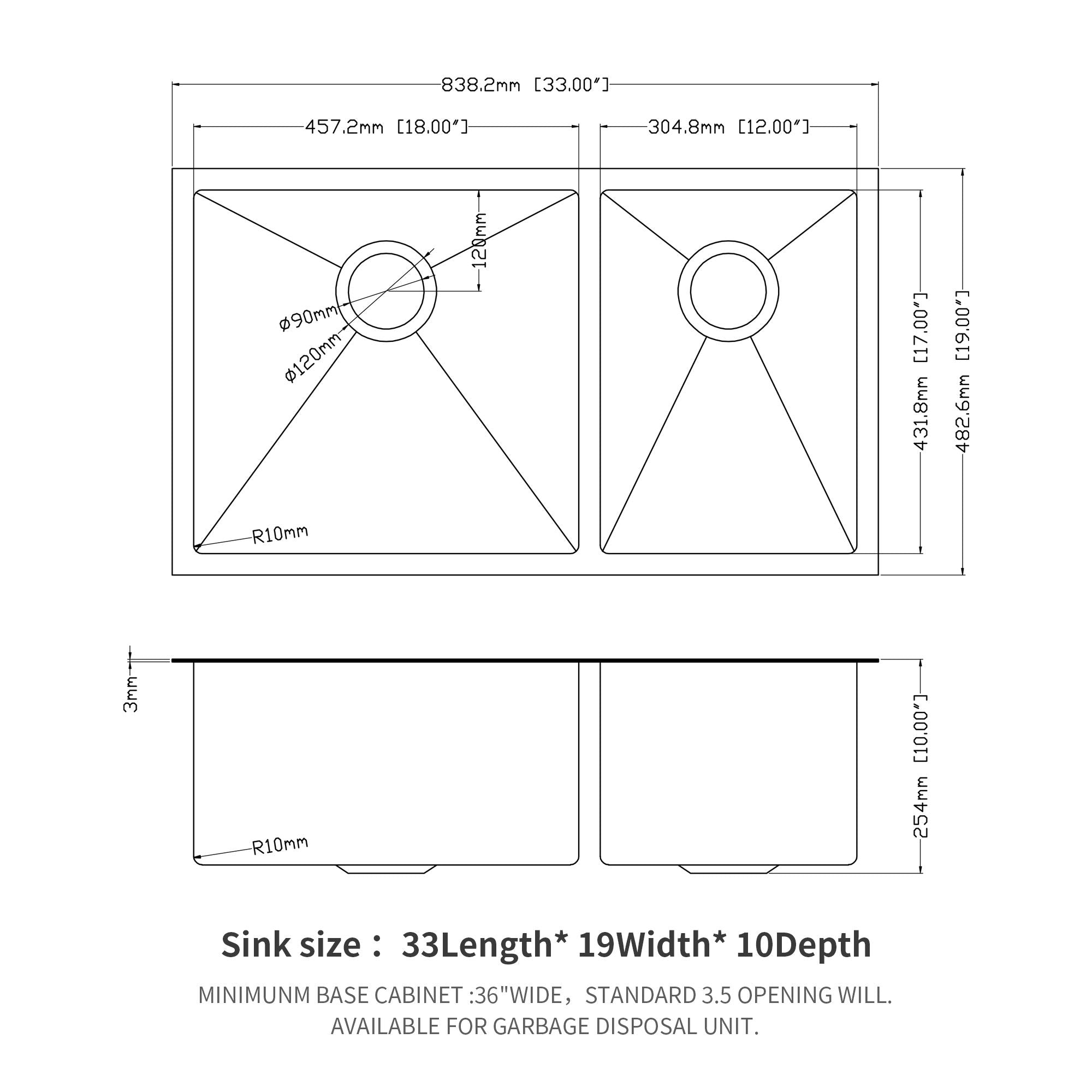 Modern Double Bowl Undermount Kitchen Sink 50 / 50 Design Stainless Steel by HouseOfZazla