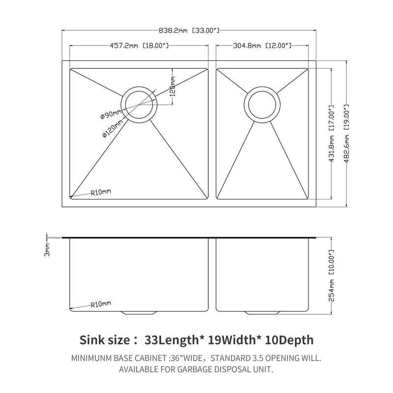 Modern Double Bowl Undermount Kitchen Sink 50 / 50 Design Stainless Steel by HouseOfZazla