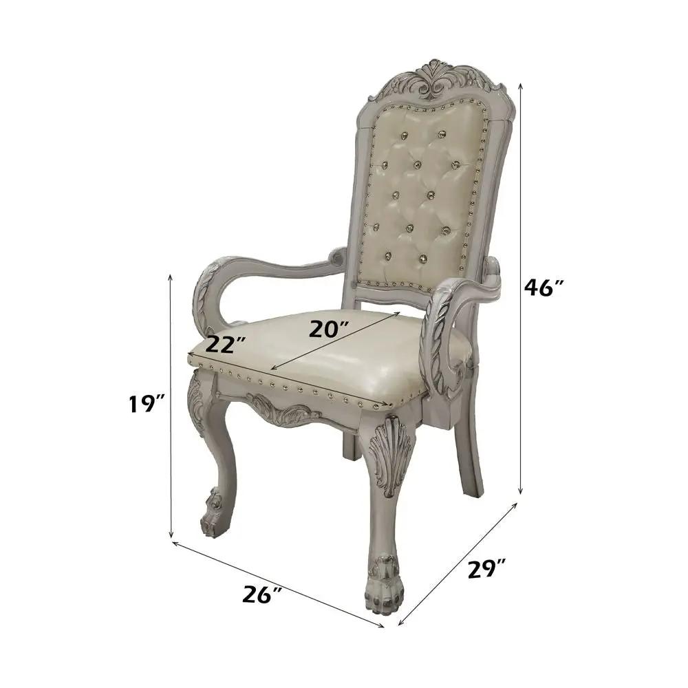Dresden - Synthetic Leather Arm Chair (Set of 2) - Bone White by Unique Piece Furniture