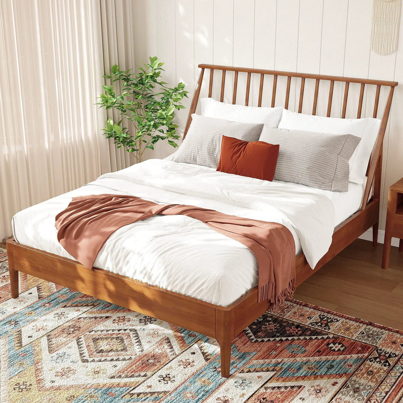 Bohemian Platform Bed With Tall Headboard by HouseOfZazla