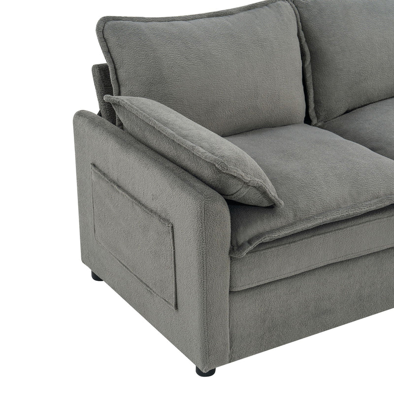 Modern Loveseat Sofa, Upholstered Couch With Side Storage Pockets by HouseOfZazla