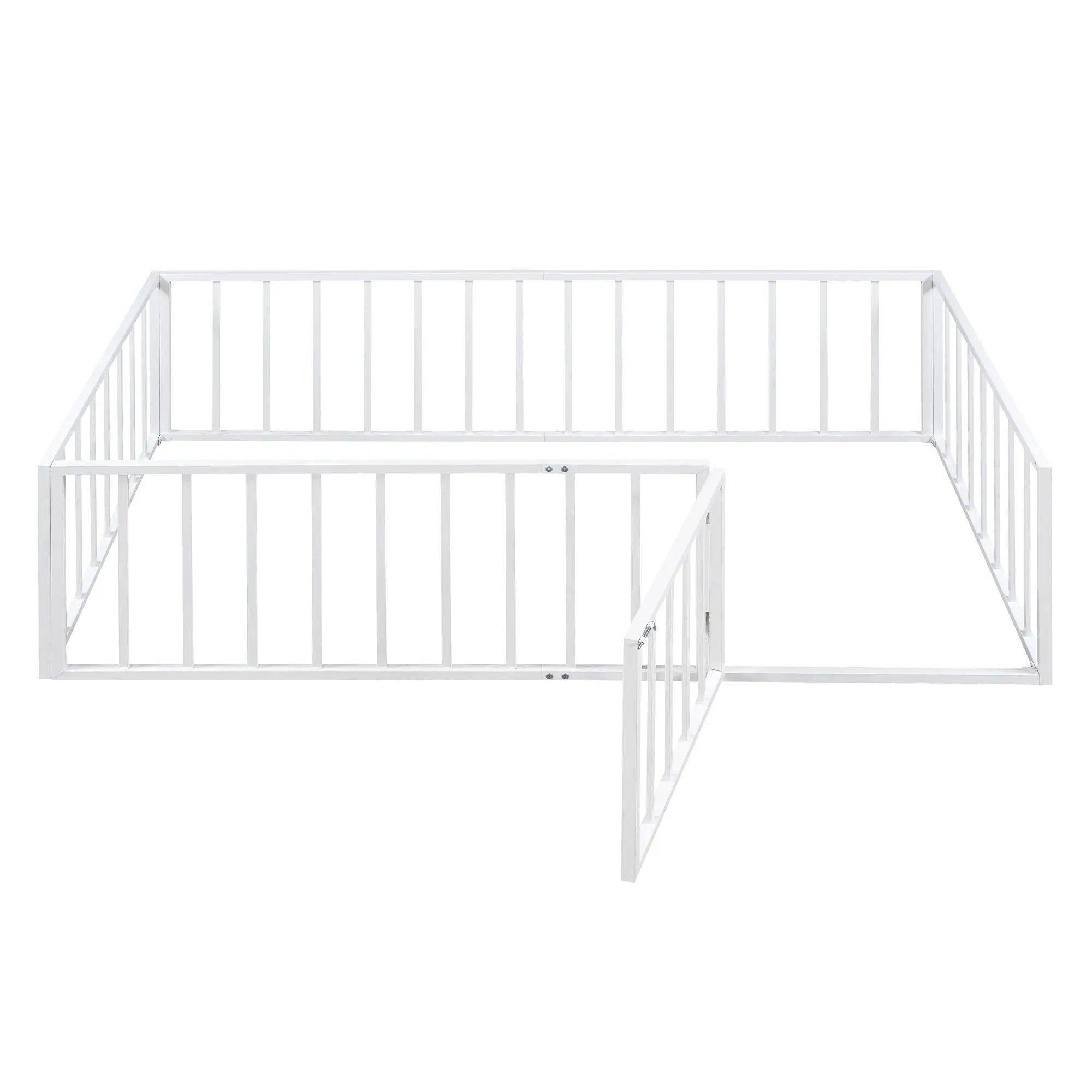 Metal Floor Bed Frame With Fence And Door by HouseOfZazla