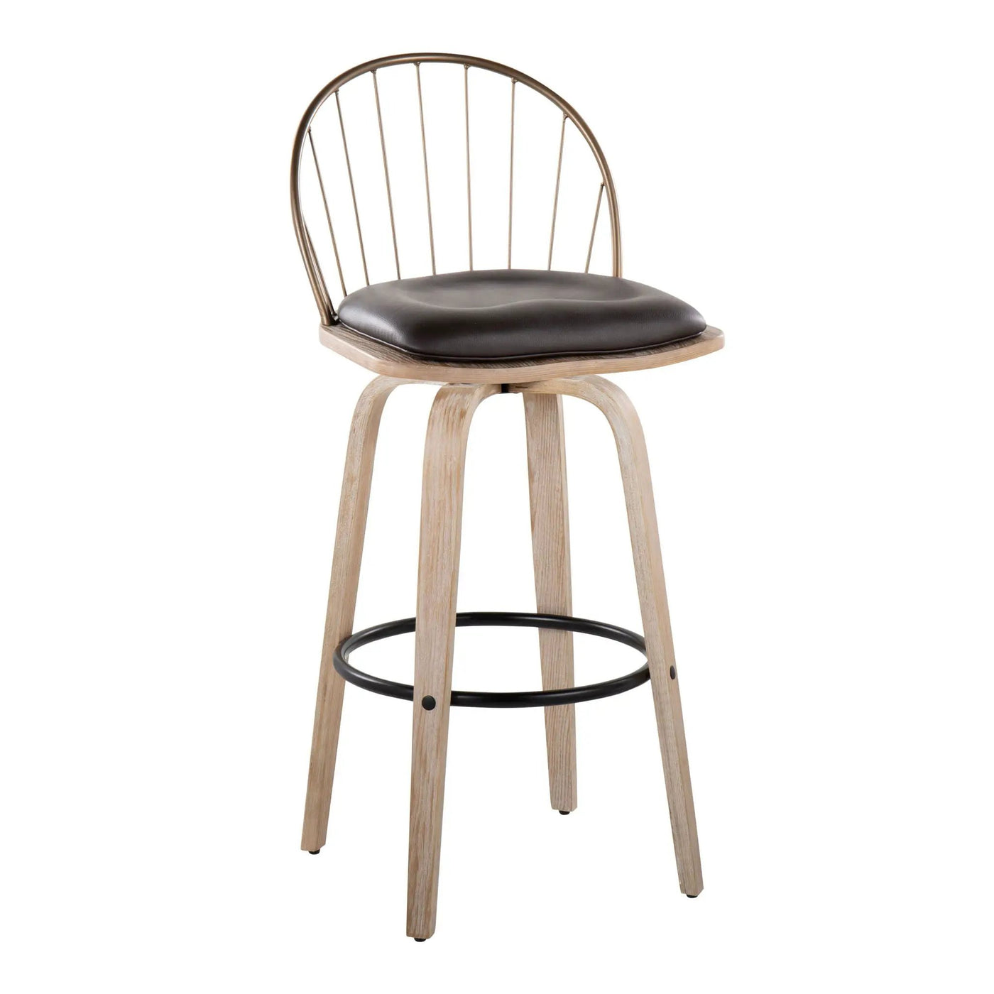 Riley - Industrial / Urban Fixed Height Barstool With Swivel With Removable Cushion (Set of 2) by HouseOfZazla