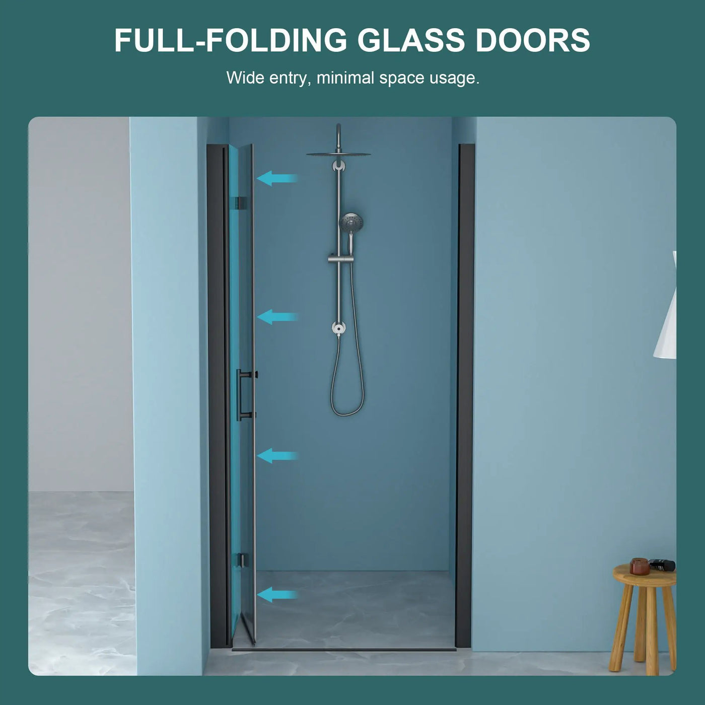 Fold Frameless Shower Door With Tempered Glass by HouseOfZazla