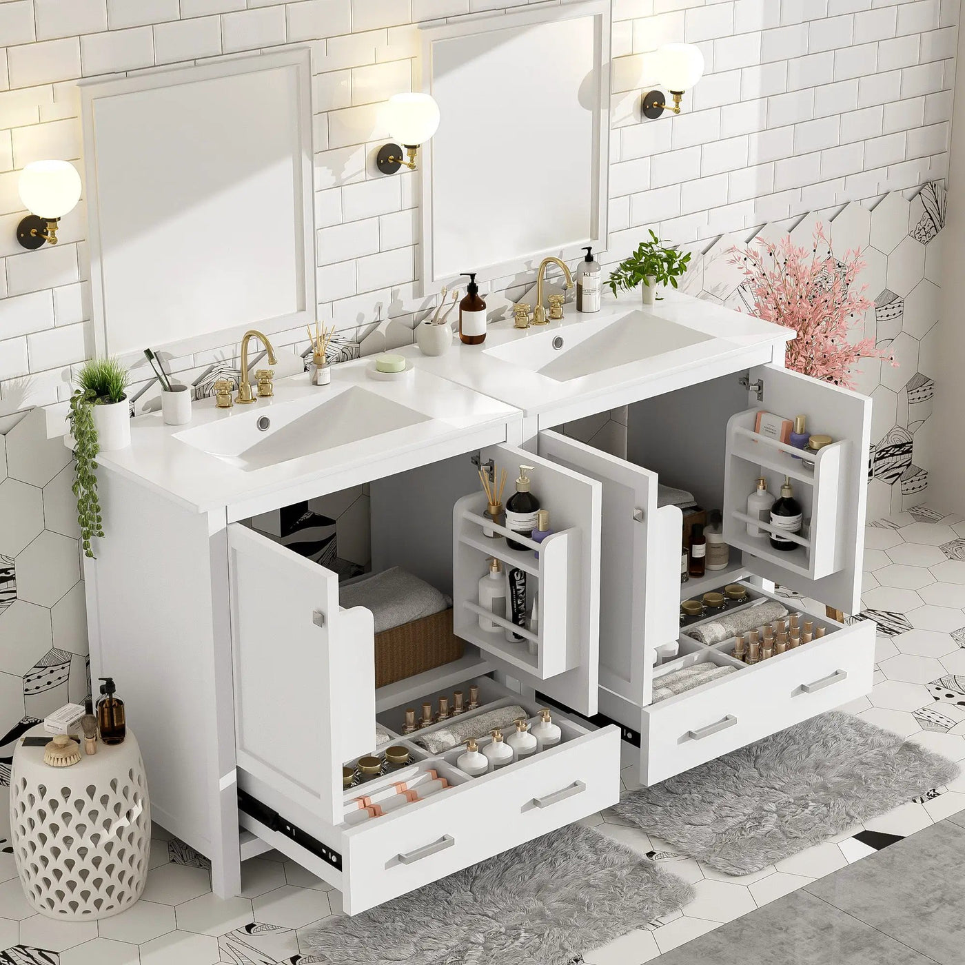 60" White Bathroom Vanity Set by HouseOfZazla
