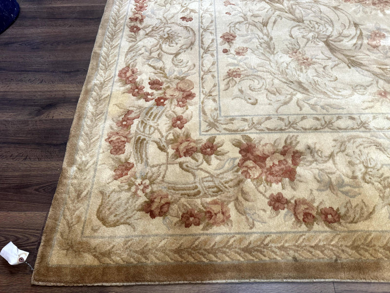 Chinese Aubusson Wool Rug 10x14, European Design, Thick Wool Pile by Jewel Rugs
