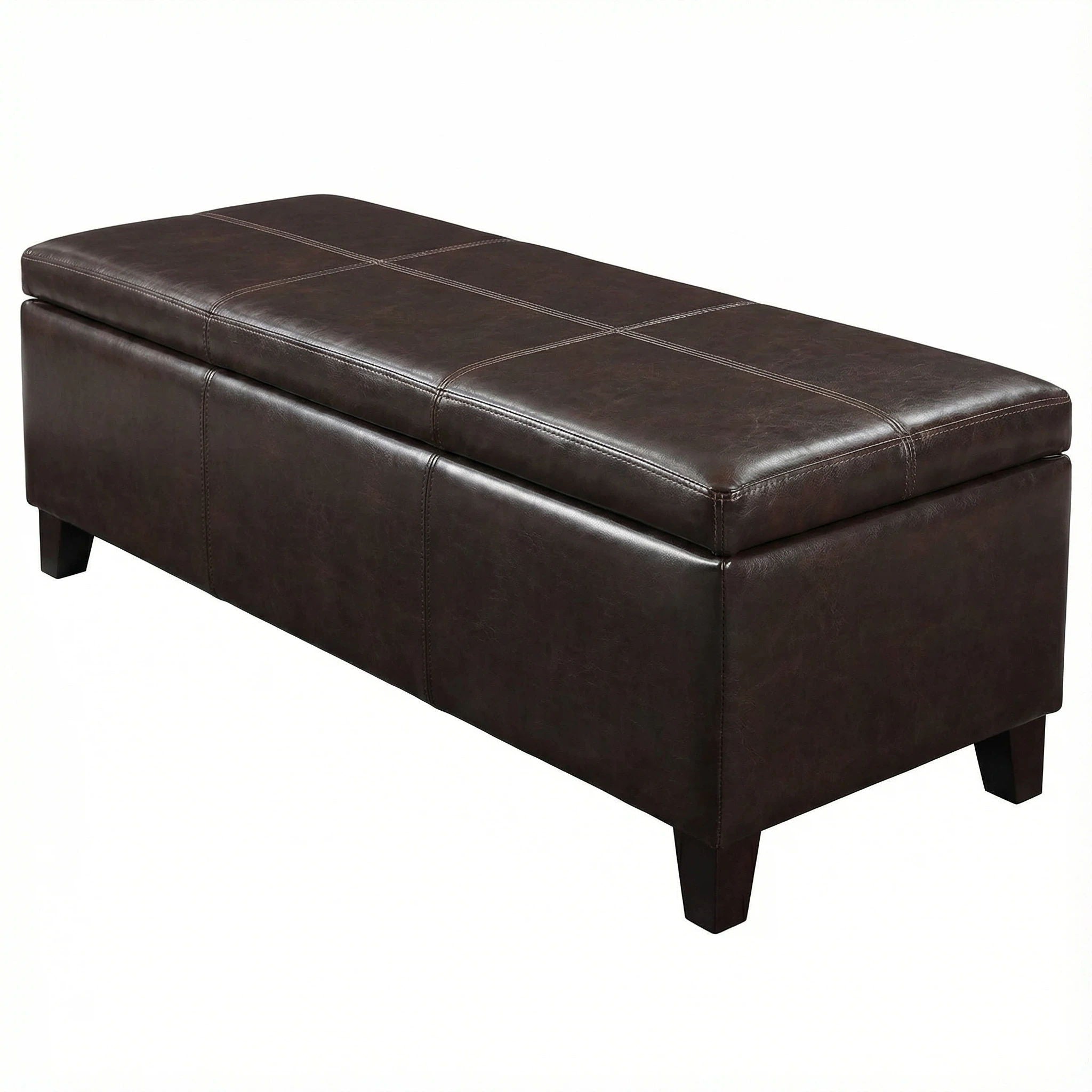 Rectangle Storage Ottoman Bench For Living Room - Brown by HouseOfZazla