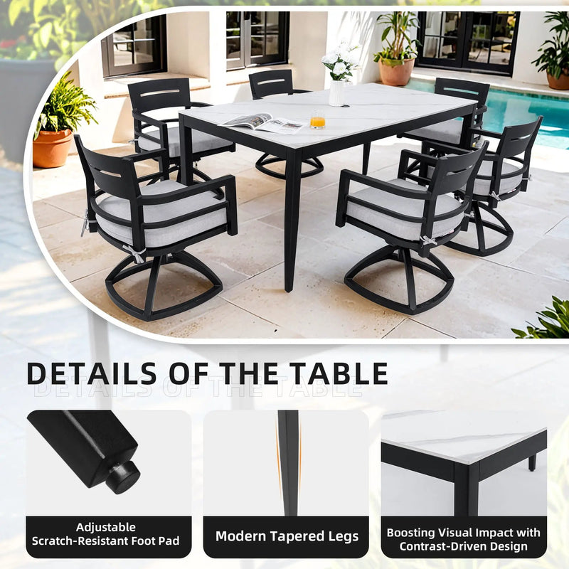 Modern Outdoor Patio Dining Set With Table And Chairs With Sunbrella Cushions by HouseOfZazla