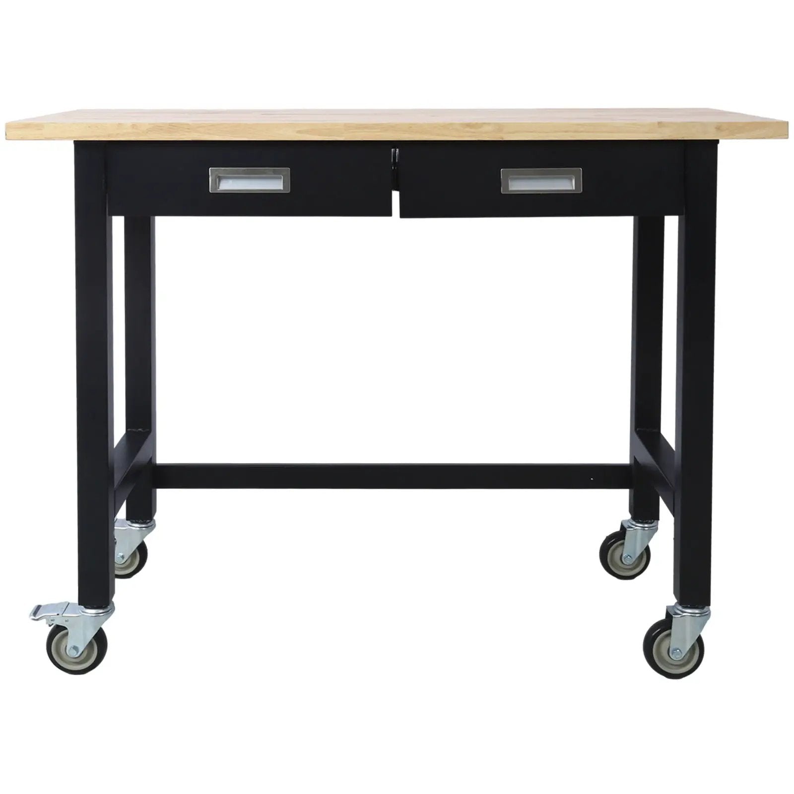 Work Bench, Workbench With Drawer Storage, Heavy Duty Bamboo Wood Work Table With Wheels For Garage Home Office by HouseOfZazla
