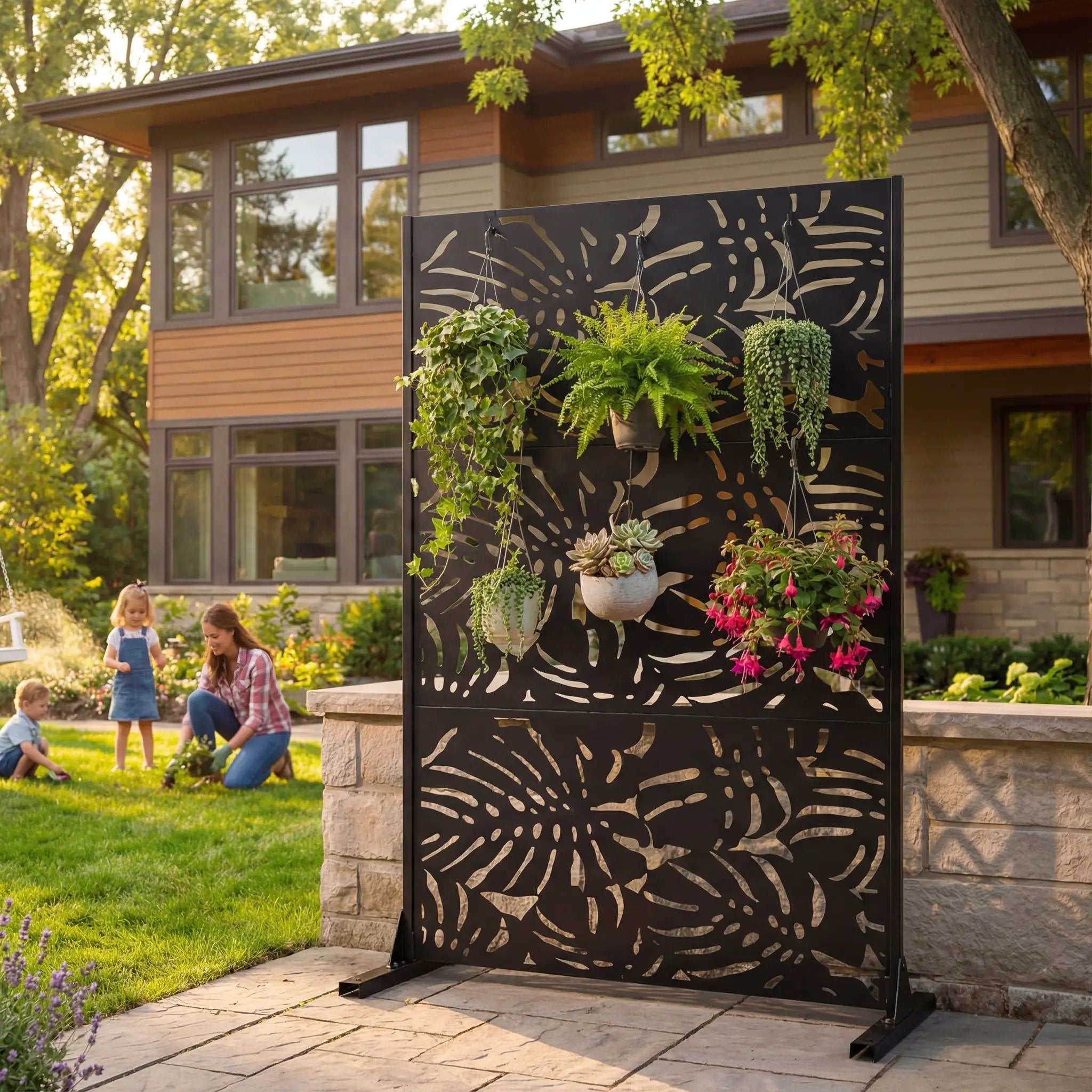 Metal Privacy Screens 3.3Ft x 6Ft Outdoor and Indoor Divider by HouseOfZazla