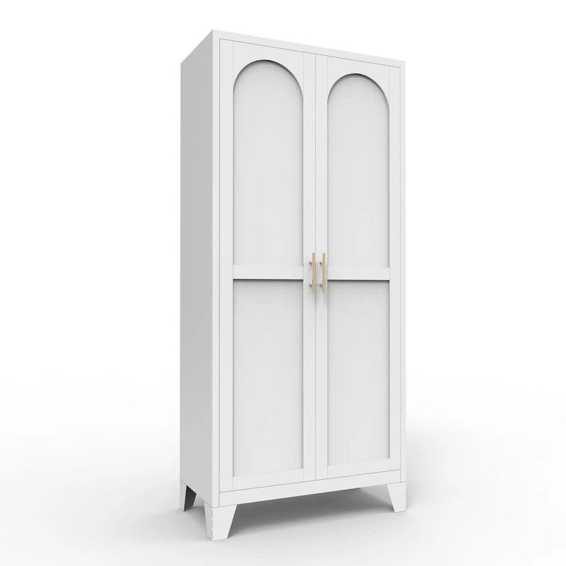2 Shapely Doors Cabinet Metal Storage Cabinet With Doors And Adjustable Shelves For Bedroom Living Room - White by Unique Piece Furniture
