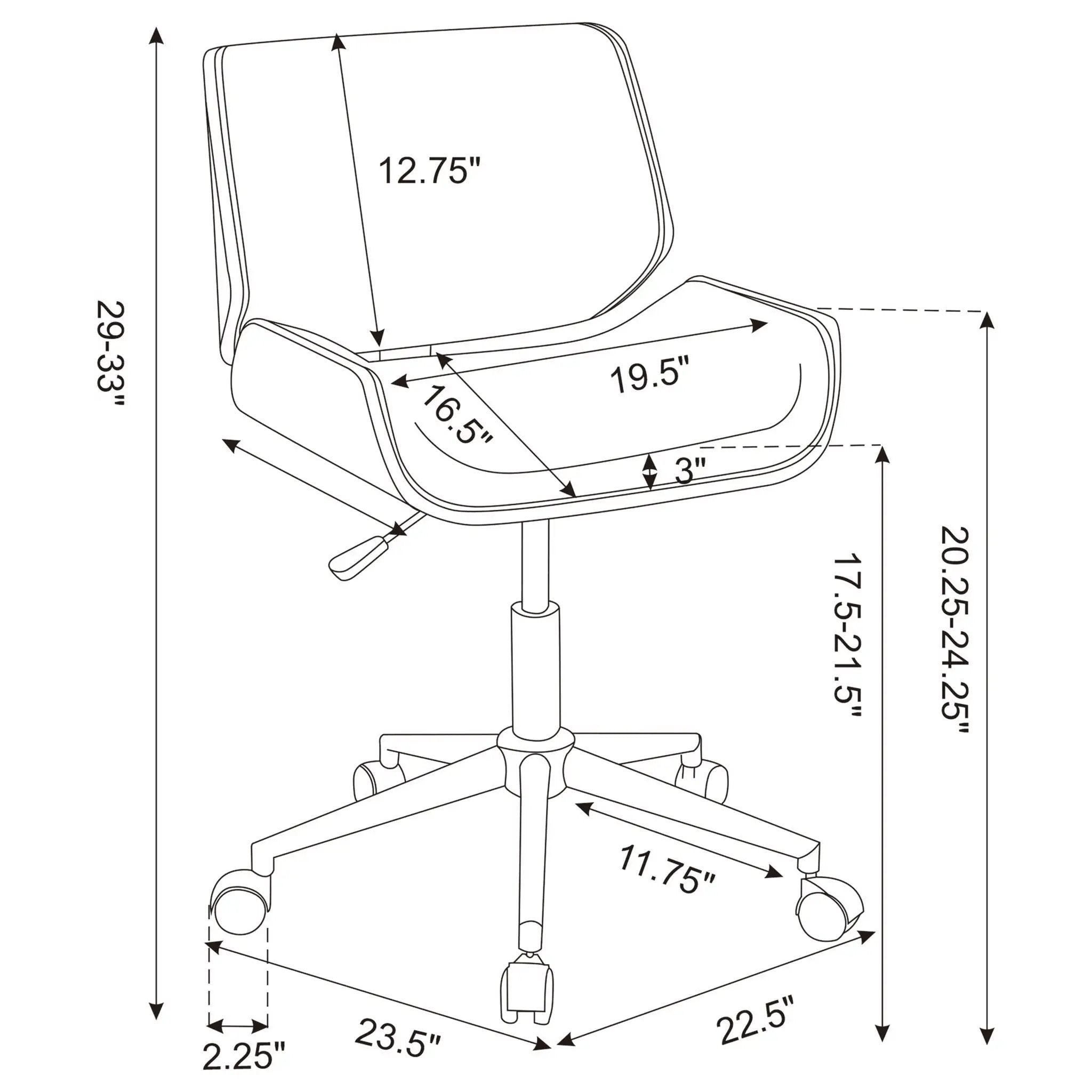 Swivel Office Chair With Adjustable Height - Black by HouseOfZazla