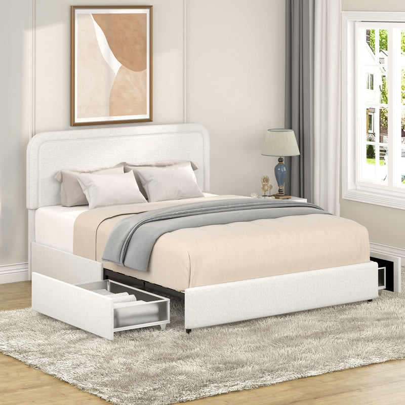 Liv - Patented With Drawers Upholstered Storage Platform Bed by HouseOfZazla
