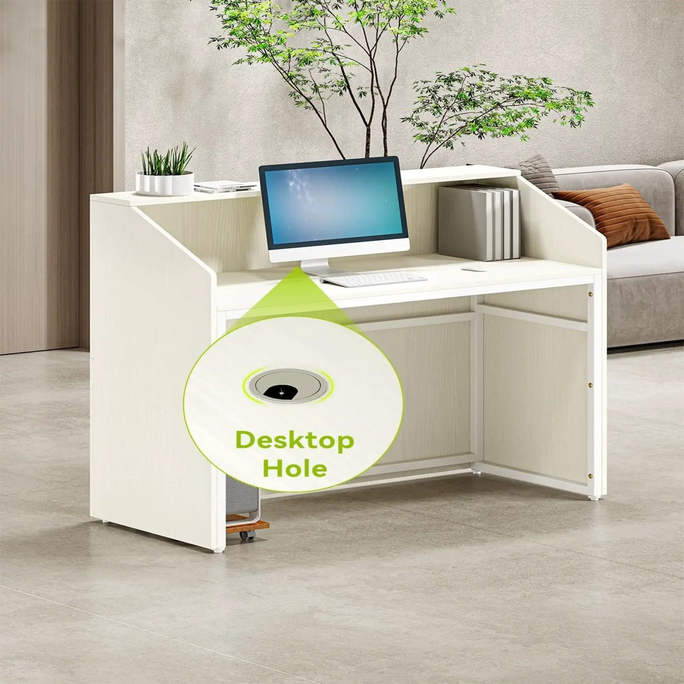 Modern Reception Desk, Front Desk Table With Cable Grommet & Privacy Panels by HouseOfZazla