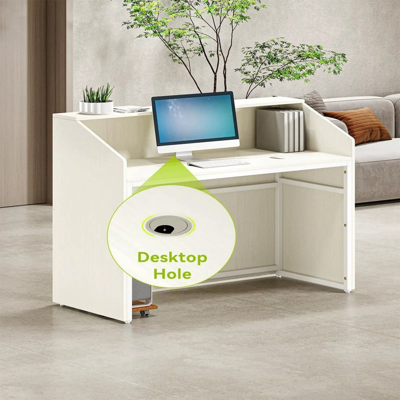 Modern Reception Desk, Front Desk Table With Cable Grommet & Privacy Panels by HouseOfZazla