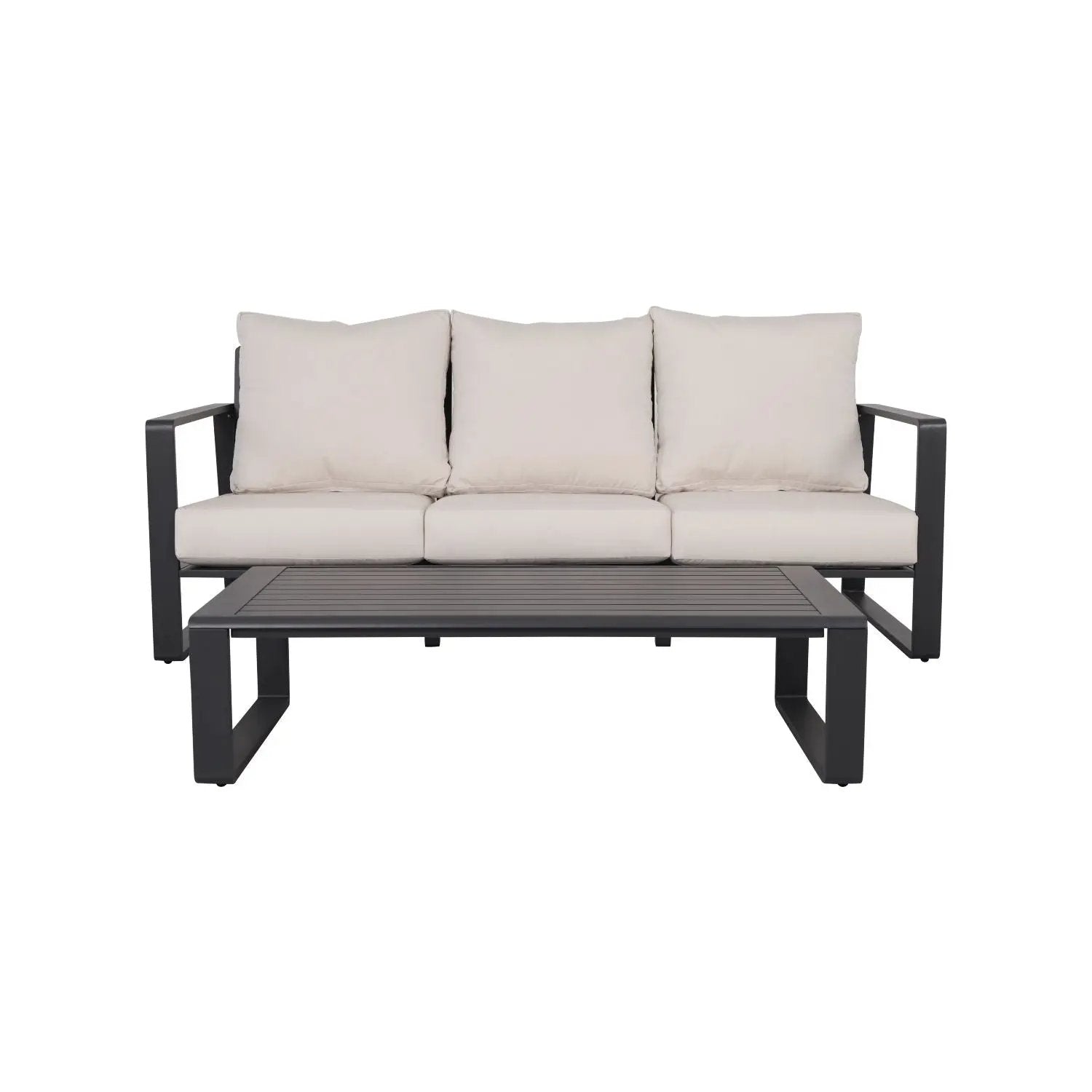 3 Person Sofa With Rectangular Coffee Table, Cushions Tino Tino - Beige by Unique Piece Furniture