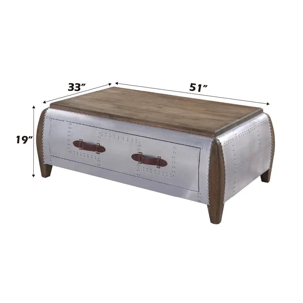 Brancaster - Coffee Table - Antique Oak & Aluminum by Unique Piece Furniture