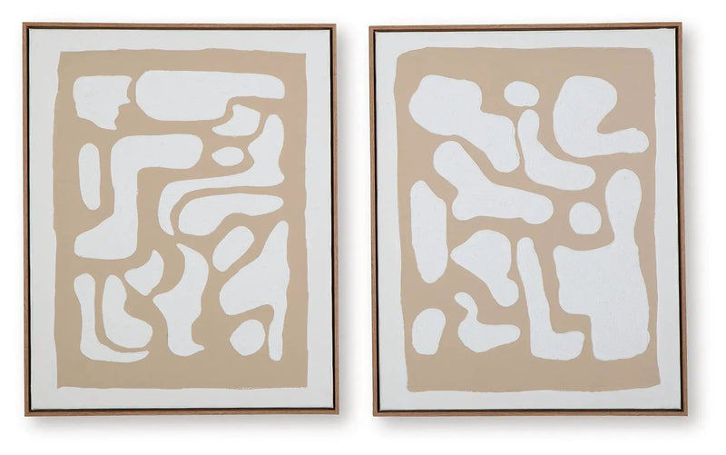Waldett - Wall Art Set (Set of 2) - Beige / White by Unique Piece Furniture