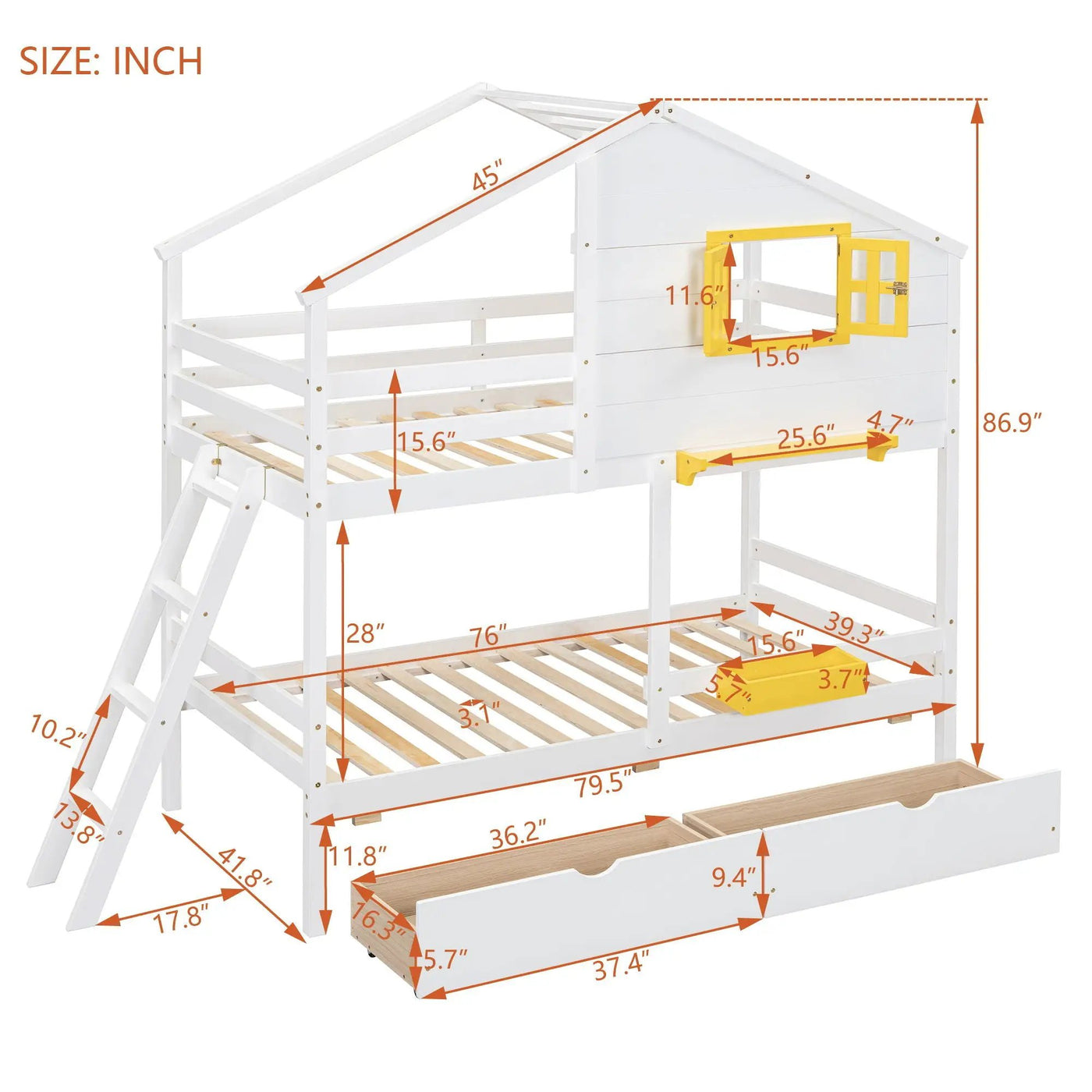 Bunk Bed With Playhouse Roof And Window by Unique Piece Furniture