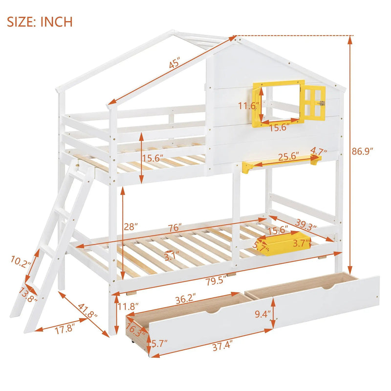 Bunk Bed With Playhouse Roof And Window by Unique Piece Furniture