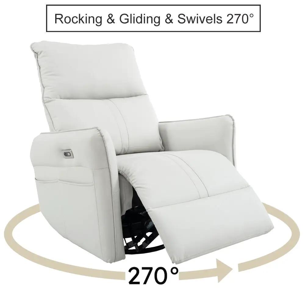 29.92" 270 Power Swivel Rocker Recliner Chair, Electric Glider Reclining Sofa With USB Ports, Power Swivel Glider, Rocking Chair Nursery Recliners For Living Room Bedroom by Unique Piece Furniture