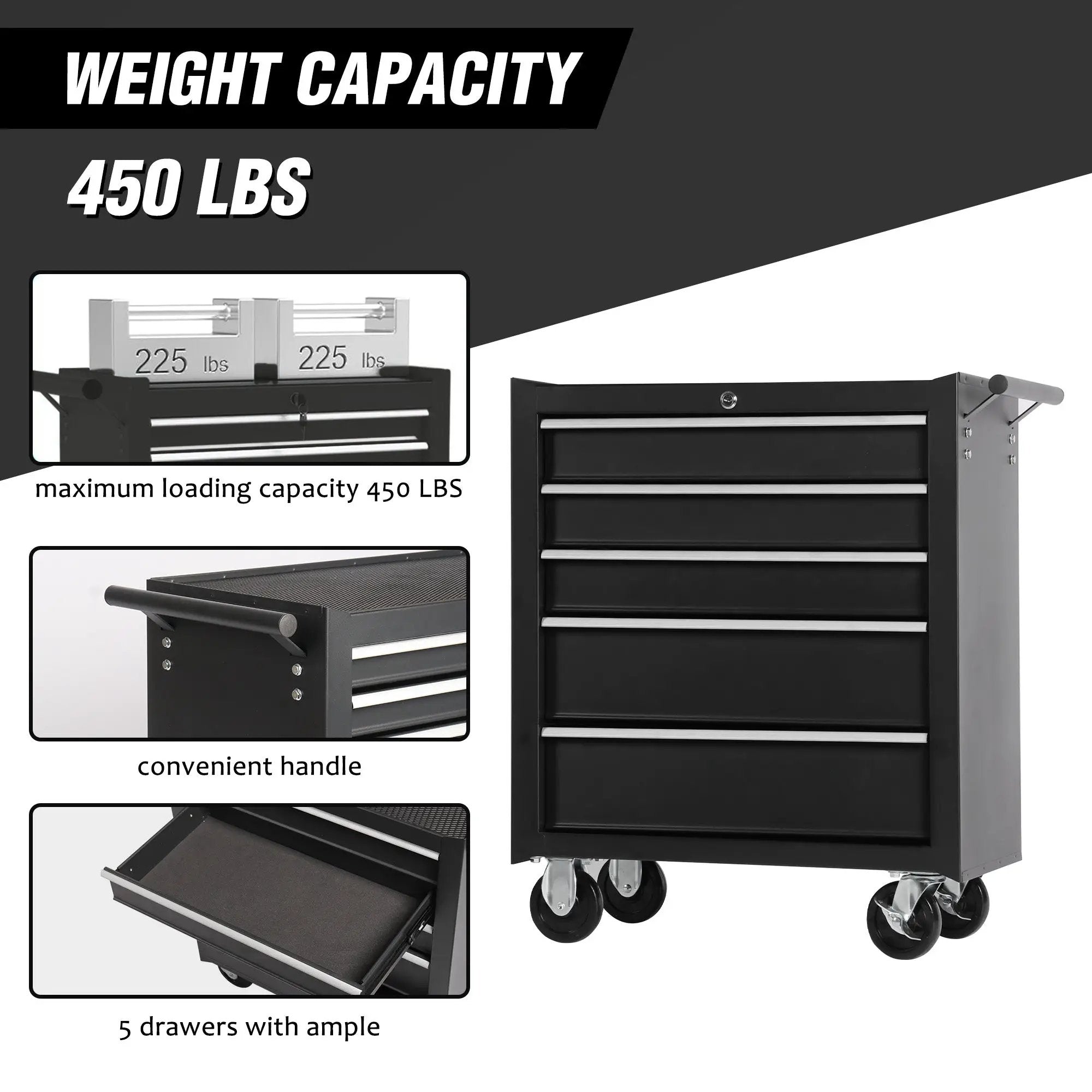5-Drawer Rolling Tool Chest w/Lock & Key by HouseOfZazla