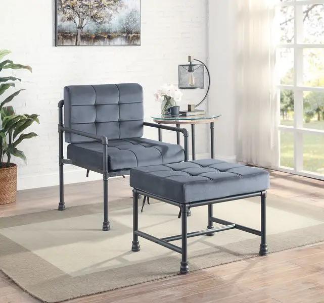 Brantley - Ottoman - Gray Velvet & Sandy Gray by Unique Piece Furniture