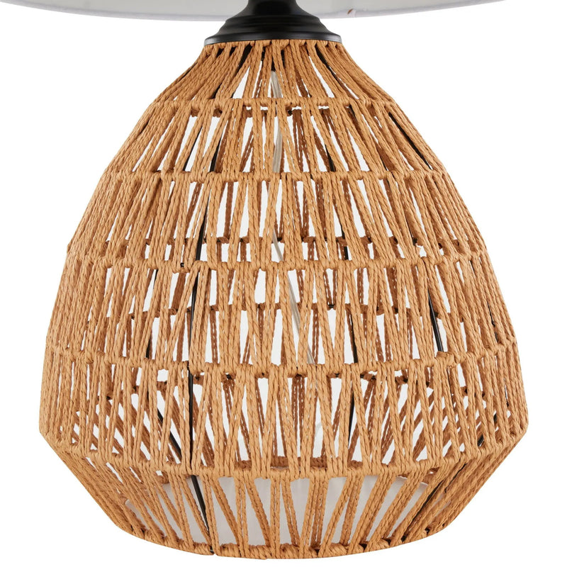 Congo - Contemporary Rattan Table Lamp - Natural / Matte Black / White by HouseOfZazla