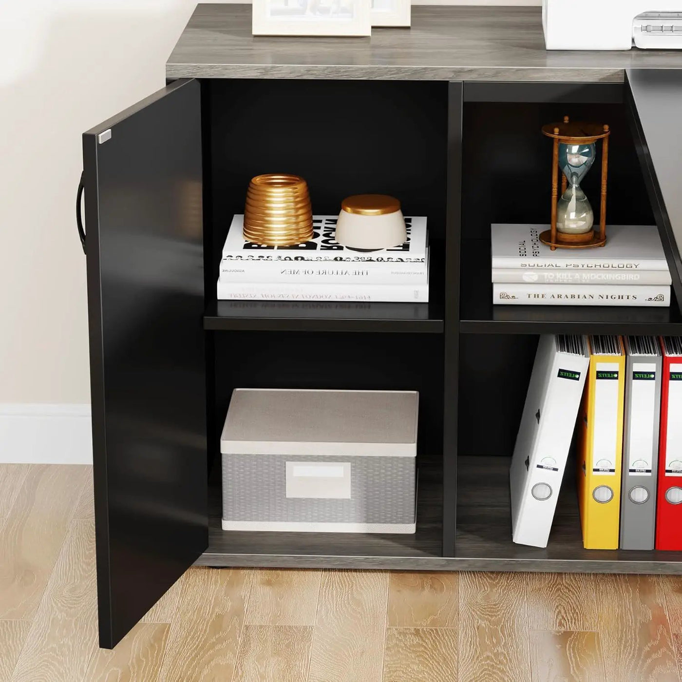 L-Shaped Executive Desk With Cabinet Storage by HouseOfZazla
