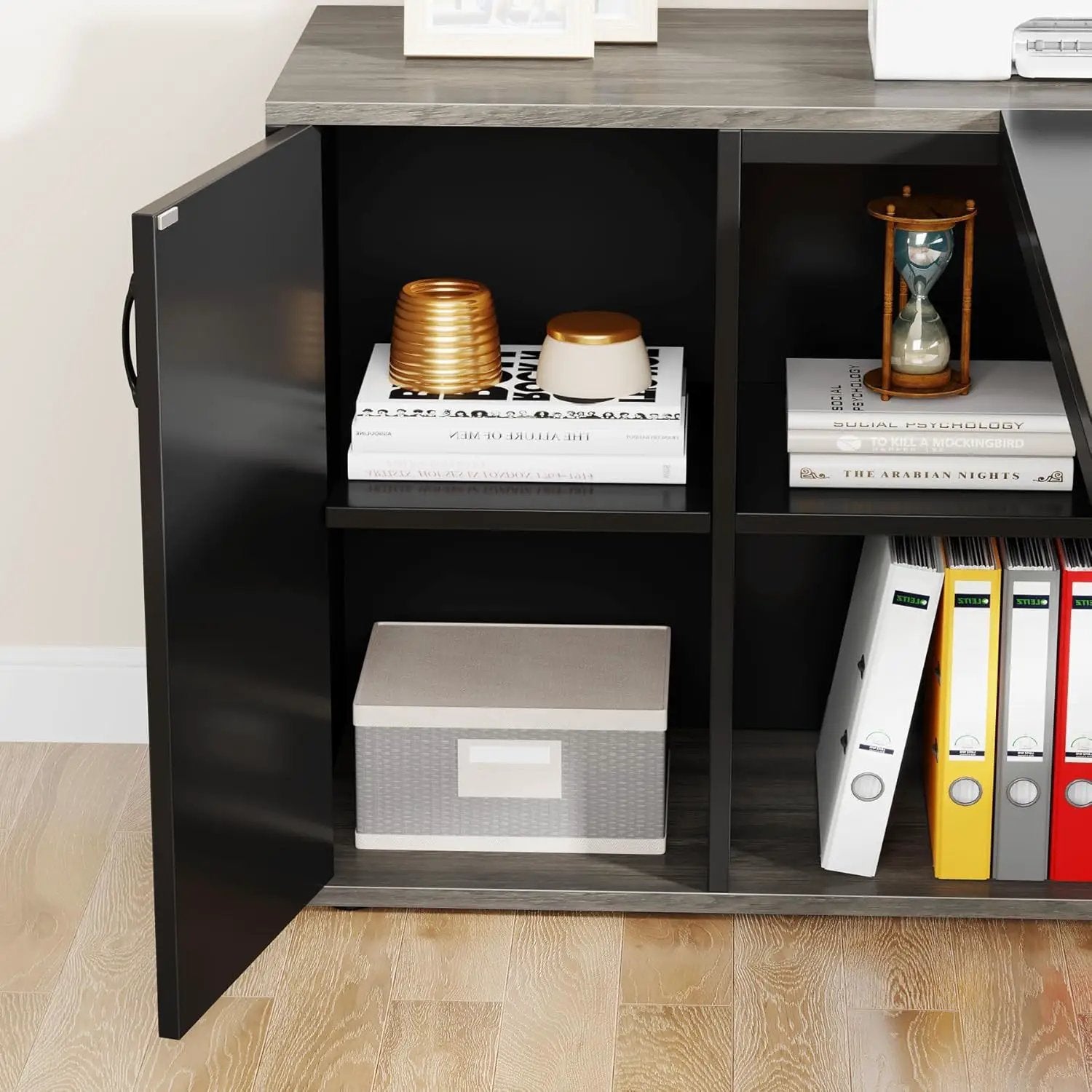 L-Shaped Executive Desk With Cabinet Storage by HouseOfZazla