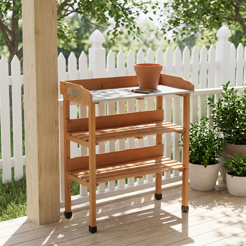 Outdoor Potting Table, 3 Tier Workbench by HouseOfZazla