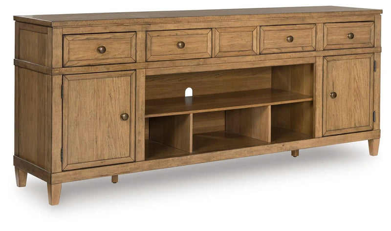 Sharlance - XL TV Stand With Fireplace Option - Light Brown by Unique Piece Furniture