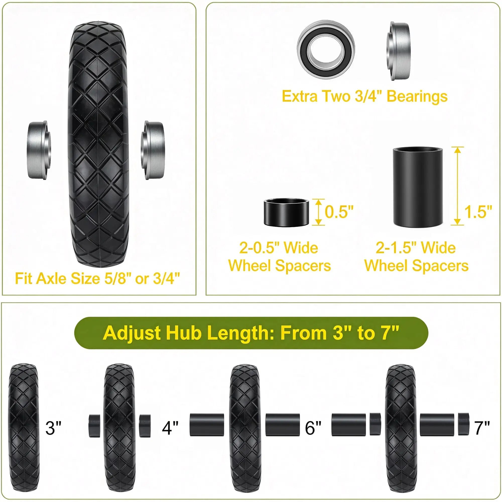 4.80/4.00-8 Flat-Free Solid Wheelbarrow Tire and Wheel, 16" by HouseOfZazla