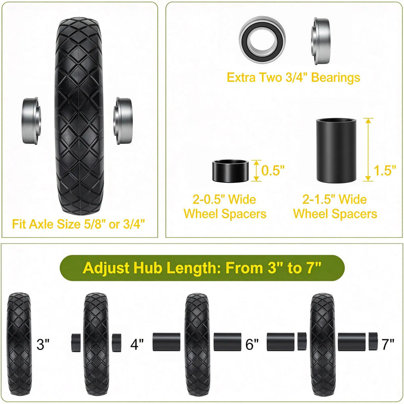 4.80/4.00-8 Flat-Free Solid Wheelbarrow Tire and Wheel, 16" by HouseOfZazla