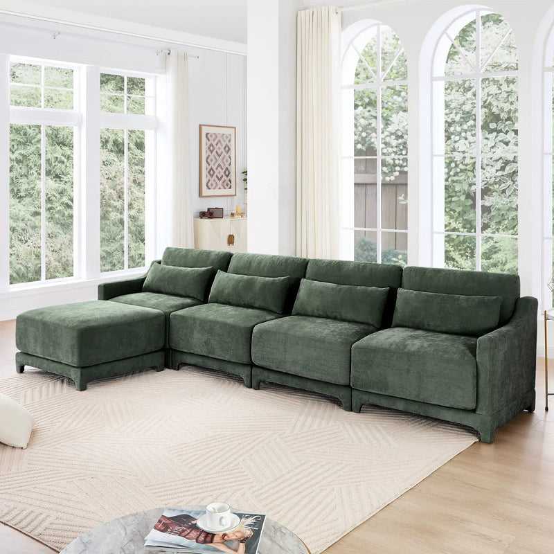 Stylish Sofa With Ottoman And Lumbar Pillows, Ergonomic Design by Unique Piece Furniture