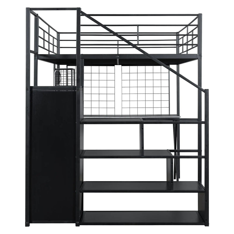 Loft Bed With Built In Work Station, Wardrobe, Storage Staircase And LED by Unique Piece Furniture