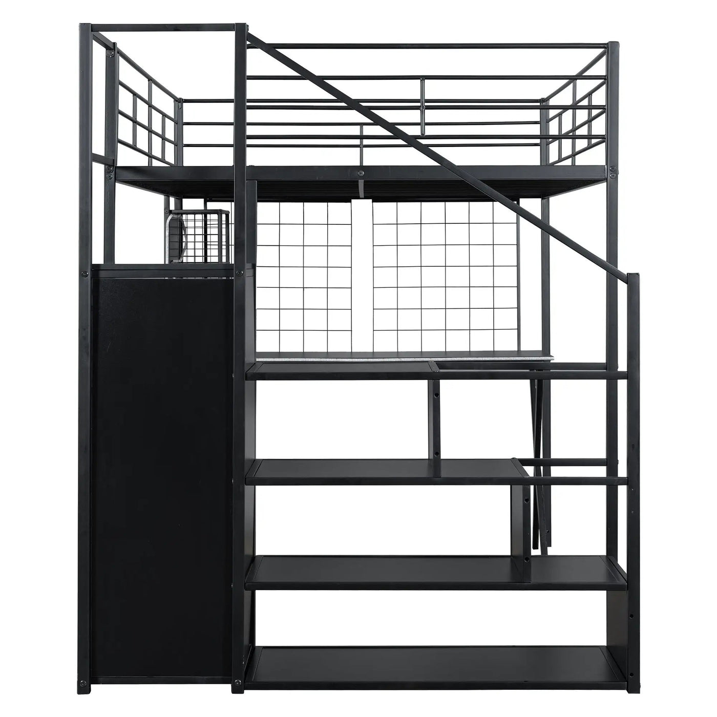 Loft Bed With Built In Work Station, Wardrobe, Storage Staircase And LED by Unique Piece Furniture